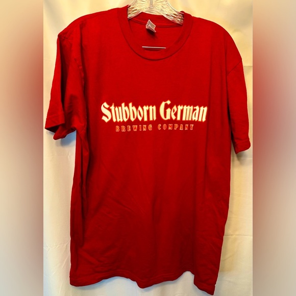 Stubborn German Brewing Company Men’s T-Shirt Size Large Waterloo Illinois Red - Picture 1 of 8